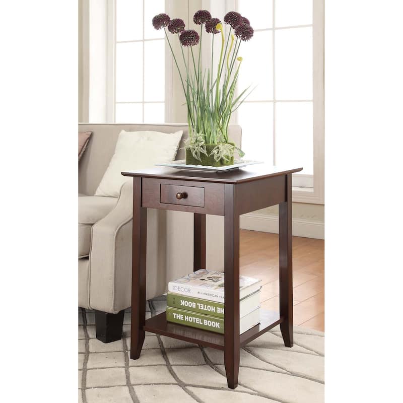 Convenience Concepts American Heritage 1 Drawer End Table with Shelf - Espresso