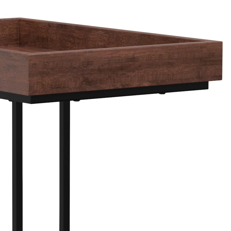 WYNDENHALL Matty SOLID MANGO WOOD & Metal 12" Wide Rectangle Industrial C Side Table - 18.1"W x 11.8" D x 25.2" H