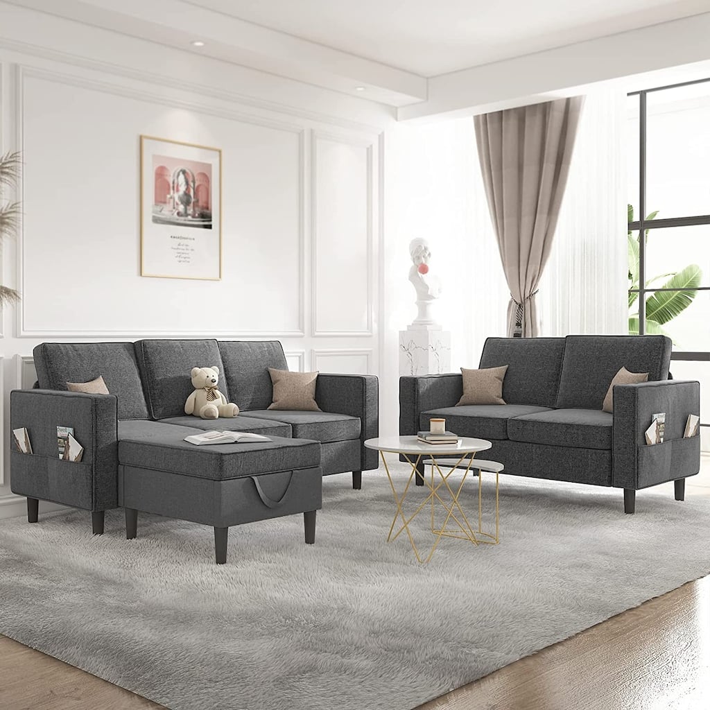 Mixoy Convertible Sectional Sofa Couches,3-Seater with Loveseat,Ottoman
