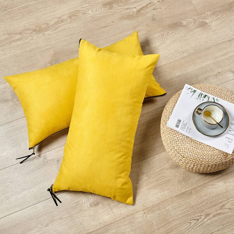 Suede 2 Piece Pillow Shell Set with Big Zipper, NO INSERT