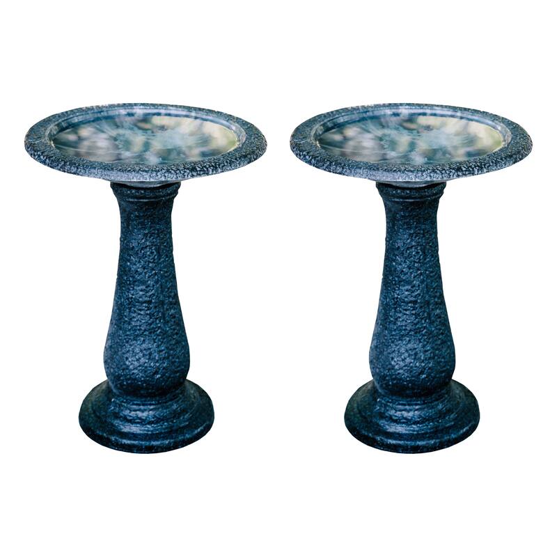 XBrand Set of 2 Birdbaths w/ Round Pedestal & Base, 23.6 Inch Tall