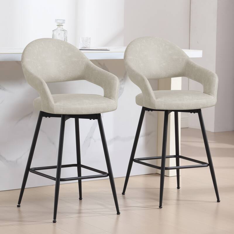 26" Velvet/ Faux Leather Counter Height Swivel Bar Stools Set of 2/4 - 39.2"H x 20.4"W X 22"D