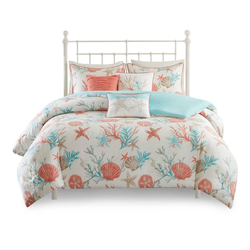 GDF Studio - Pebble Beach Cotton Sateen Duvet Cover Set with Decorative Pillows