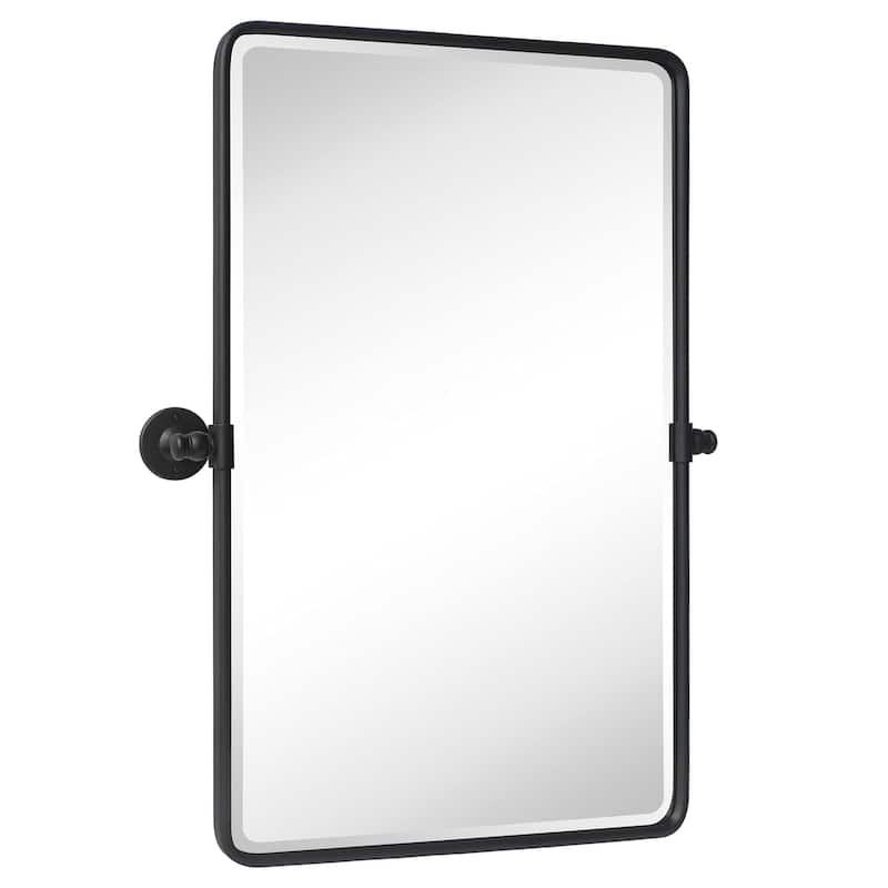 TEHOME Woodvale Rectangle Vertical Metal Wall Mirrors - 30" x 20" - Black