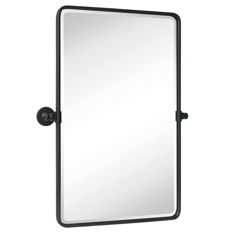 Woodvale Rectangle Metal Wall Mirrors - Black - 30" x 20"