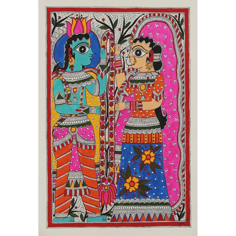 Novica Handmade Vivah Panchami Madhubani Painting