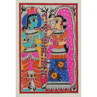 Novica Handmade Vivah Panchami Madhubani Painting