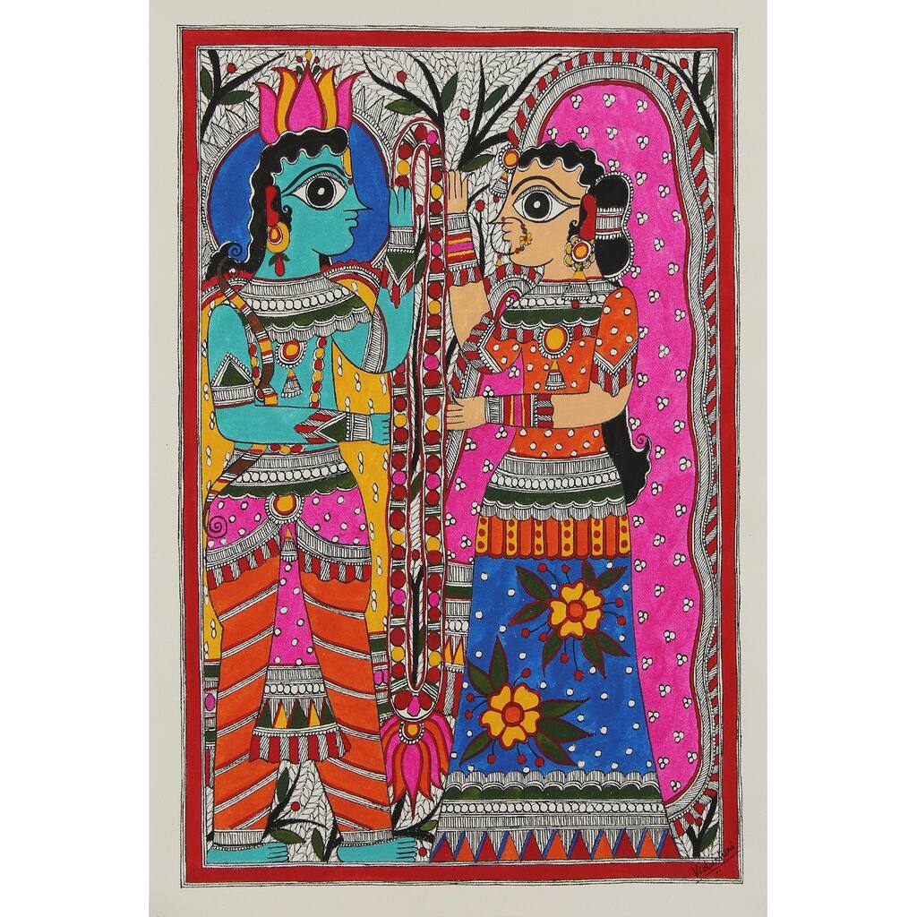 Novica Handmade Vivah Panchami Madhubani Painting