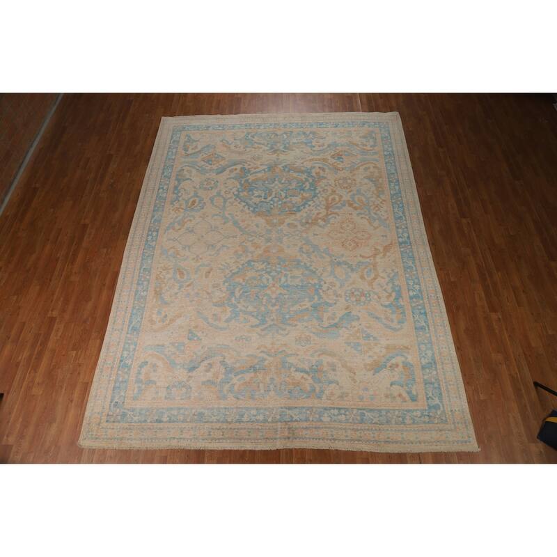 Vegetable Dye Transitional Oushak Turkish Rug Hand-Knotted Wool Carpet - 8'11"x 11'11"