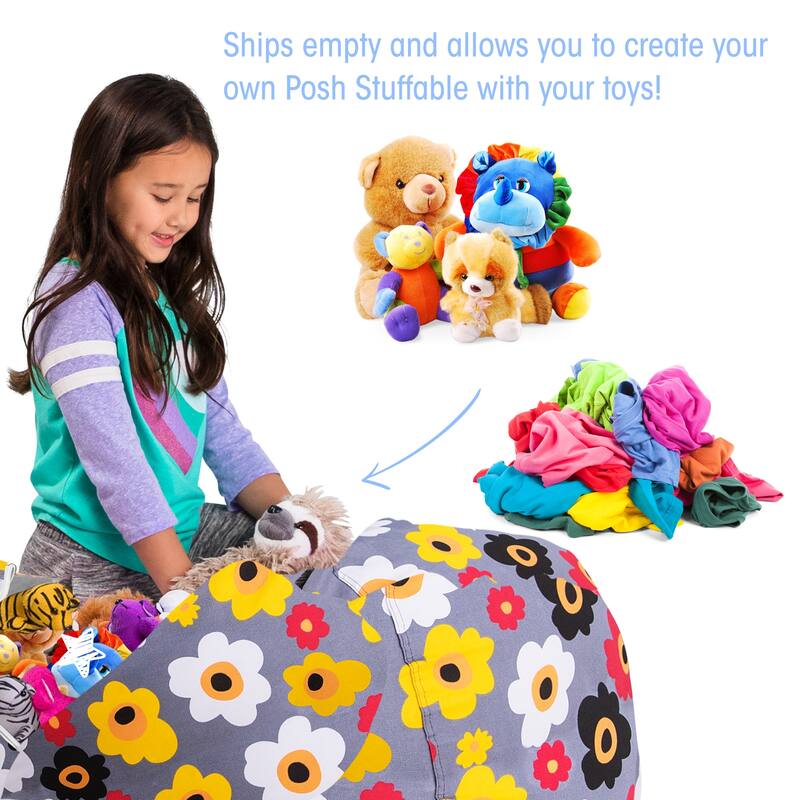 Kids' Stuffed Animal Storage Bean Bag Chair Cover or Toy Organizer