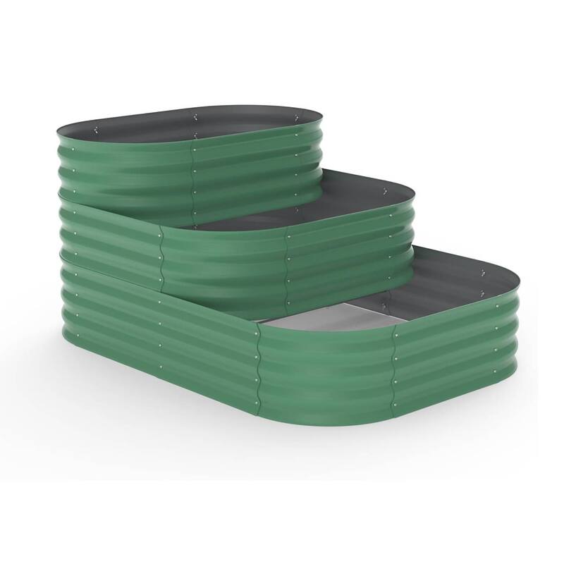 Galvanized Tiered Raised Garden Bed Kit with Open Base - Green