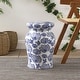 preview thumbnail 3 of 5, Poppies Traditional Floral Chinoiserie Ceramic Drum Garden Stool, Pierced Indoor/Outdoor Patio Seat Side Table