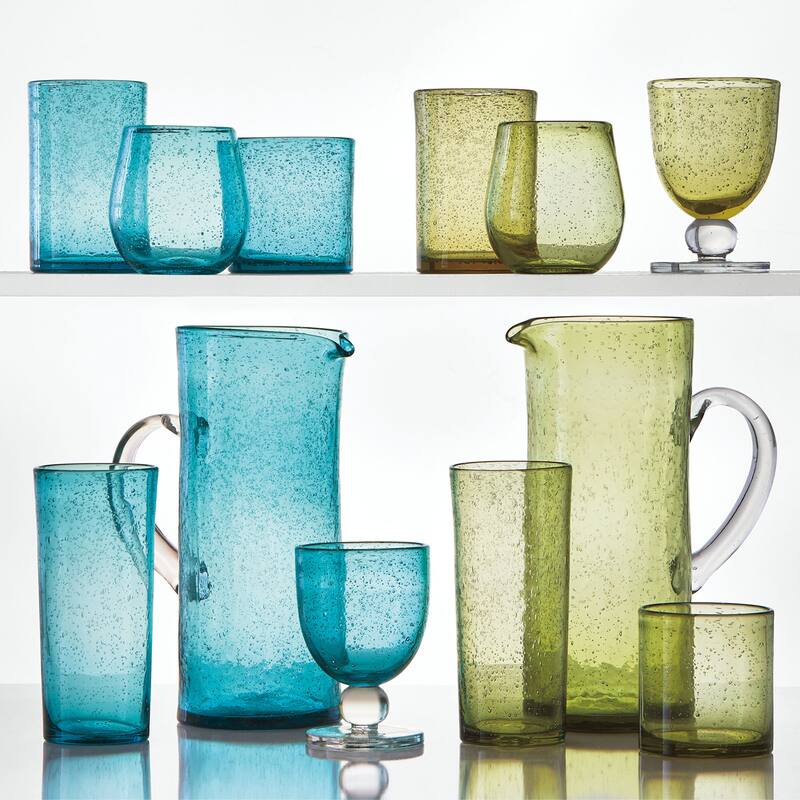 Bubble Glass Tall Bloody Mary Foliage Highball Glasses - 22oz, Dishwasher Safe, Everyday Drinkware, Foliage Green