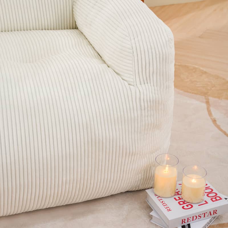 Oversized Corduroy Bean Bag Lounge Chairs with Memory Foam and Ergonomic Armrest Design