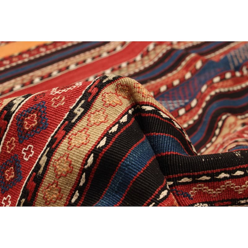 ECARPETGALLERY Flat-Weave Boho Multi Color Wool Kilim - 4'2 x 9'6