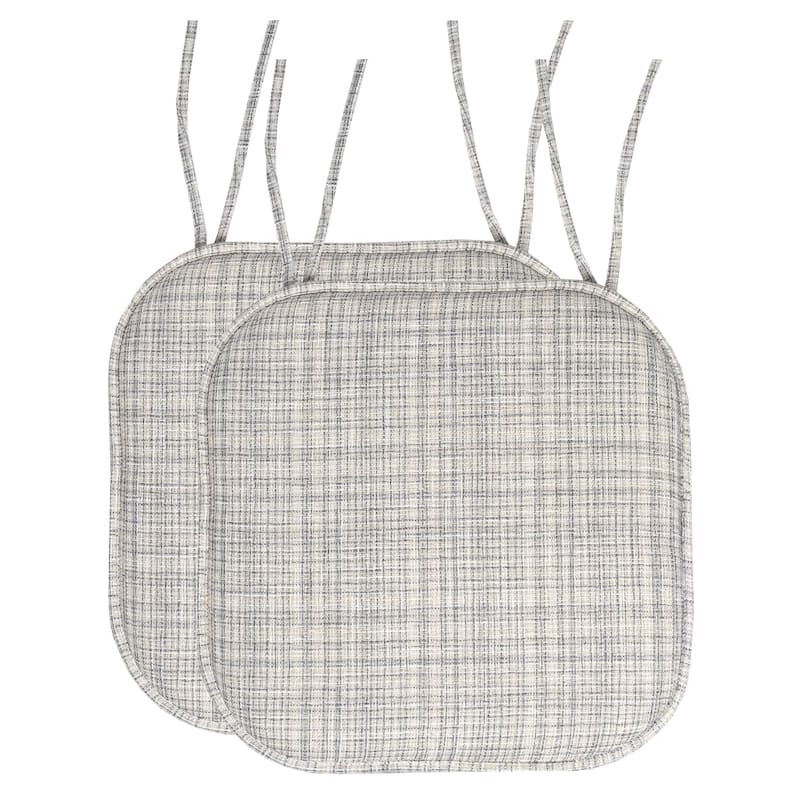 Aria Memory Foam Non-Slip Chair Pad with Ties - Set of 2 - Silver/Cream