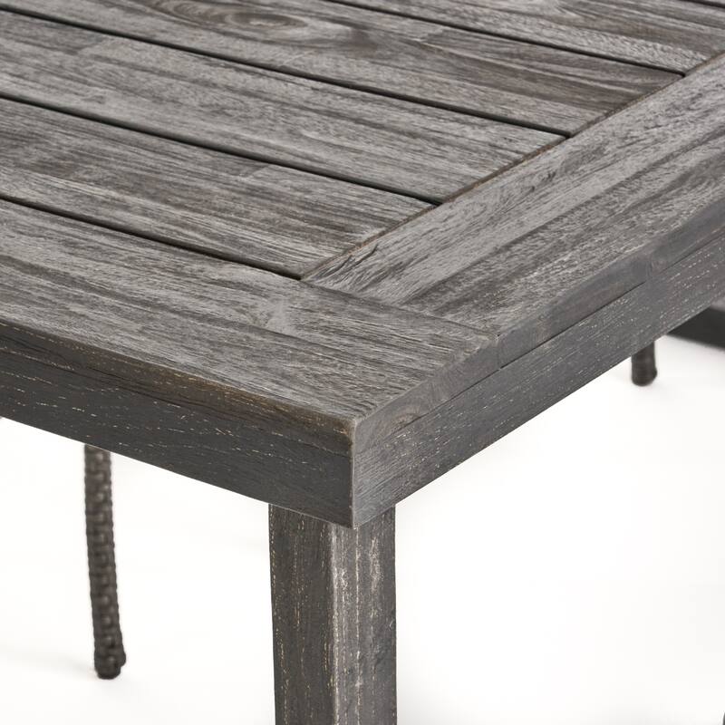 6 Piece Patio Furniture Set, Acacia Wood Outdoor Table and Chair Set with Rectangular Table, 4 Chairs and 1 Bench聽