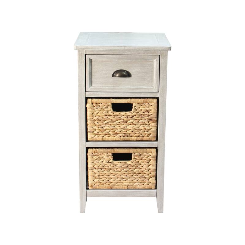 M4H Verdon Solid Wood Natural Water Hyacinth Drawer Accent Cabinet - N/A