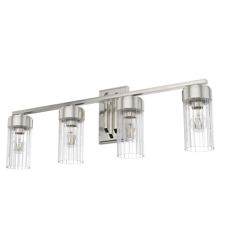 Hunter Gatz Ribbed Glass Vanity Wall Light - Bathroom - Glam, Fluted Glass - Damp Rated!