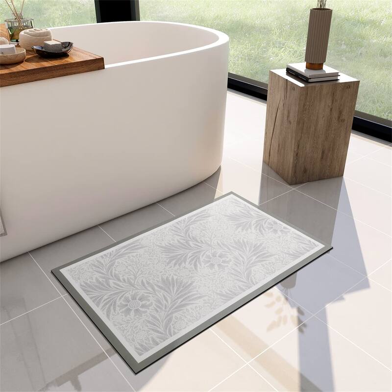 Bath Mat Rug-Thin Quick Dry - 32"x17" - Vintage Leaf