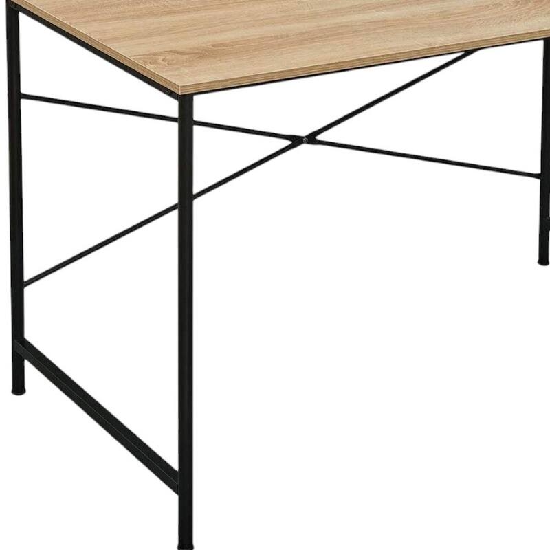 HomeRoots 47" Natural and Black Wood and Metal Computer Desk