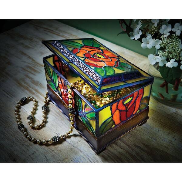 Shop Light Up Jewelry Box Stained Glass Roses 8 X 5 5 X 5 Overstock 18509725