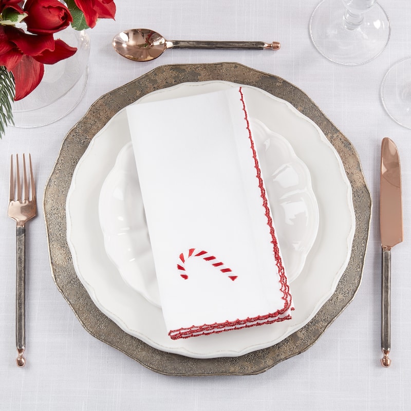 Festive Fun Whip Stitch Candy Cane Napkin (Set of 4)