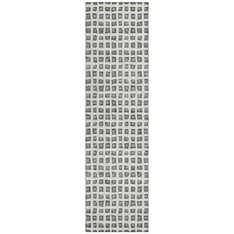 Machine Washable Indoor/ Outdoor Chantille Squares Rug