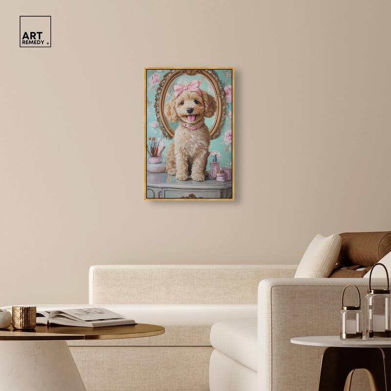 Puppy at the Vanity Canvas by Art Remedy