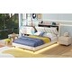 preview thumbnail 23 of 33, Full Size Platform Bed with LED Light Strips and Headboard Storage Space