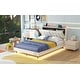 preview thumbnail 6 of 12, Twin Size Upholstery Platform Bed Frame with LED Light Strips, Headboard Storage and Two USB