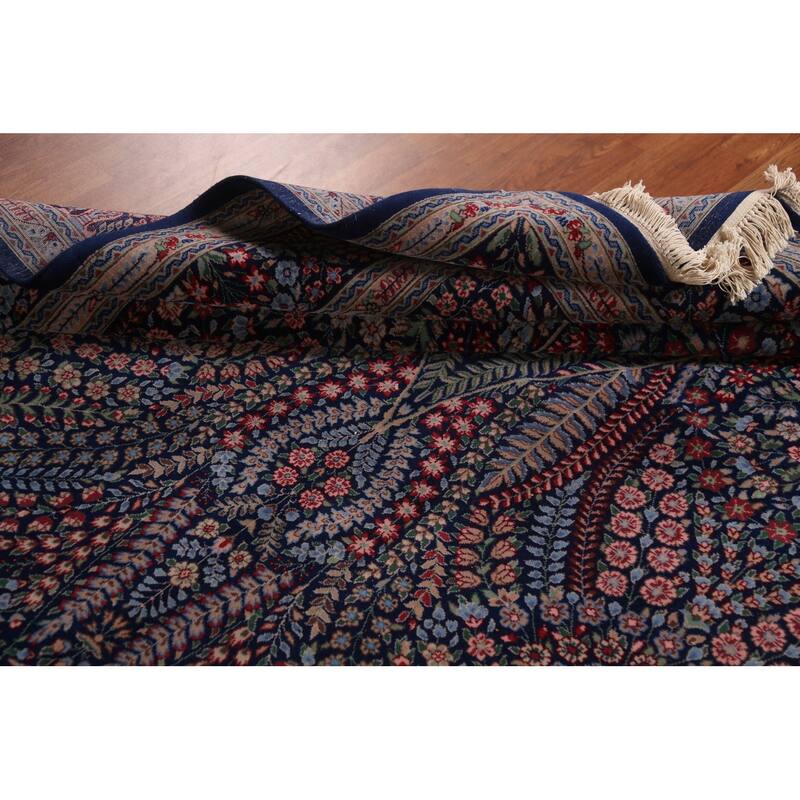 Vegetable Dye Blue Kerman Chinese Area Rug Hand-Knotted Wool Carpet - 7'0"x 10'0"