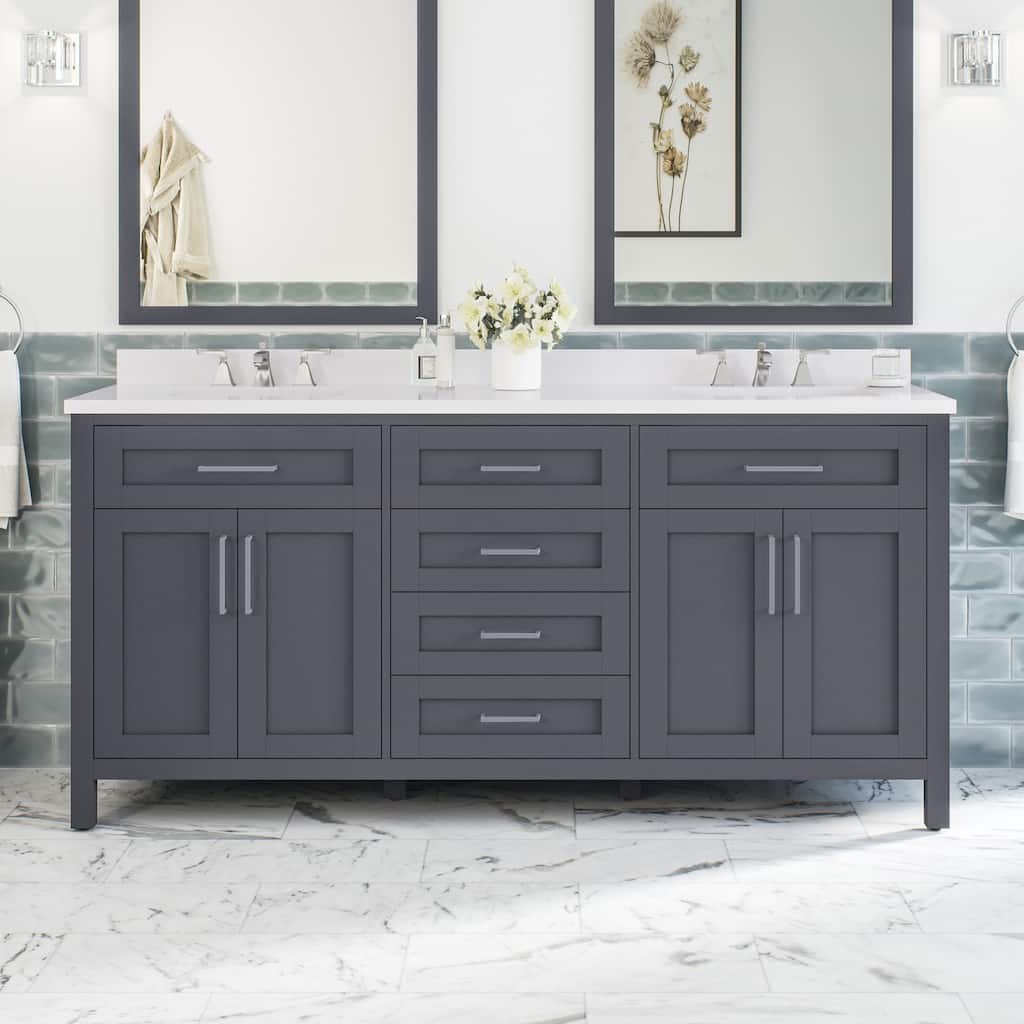 OVE Decors Tahoe 72 in. Dark Charcoal Vanity with 2 Mirrors included