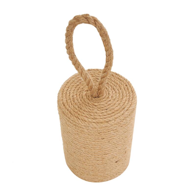 Brown Jute Rope Handmade Coiled Rope Buoy Decorative Sculpture with Handle