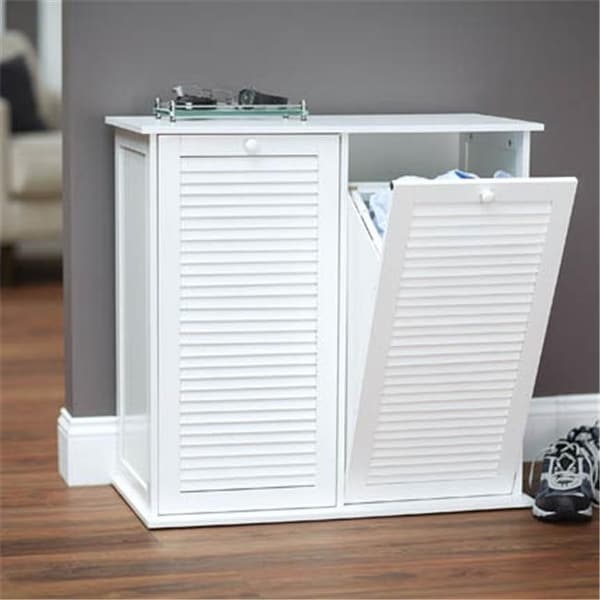 Tilt Out Cabinet Laundry Sorter With Shutter Front White Tilt Out Cabinet Laundry Sorter With Shutter Front White Free Shipping Today 22564543