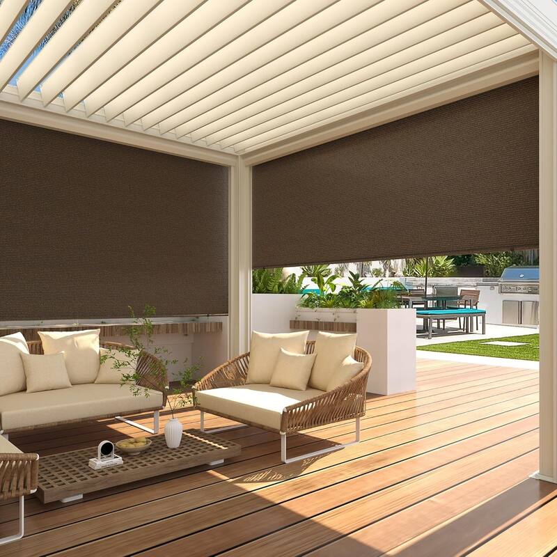 AECOJOY Outdoor Roller Shade Sun Shade Cover Canopy Shade Blinds