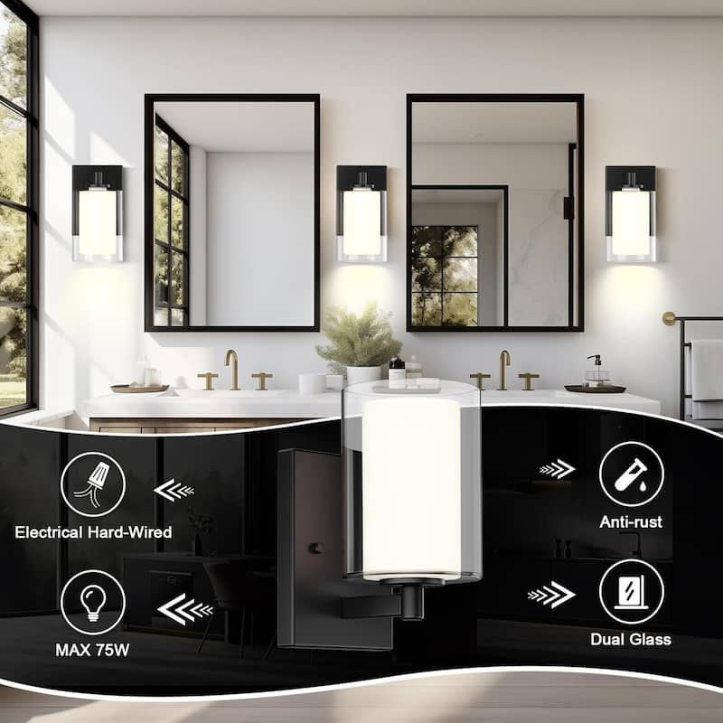 2 modern wall light black vanity lights glass bathroom light