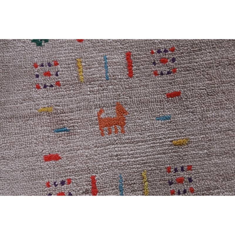 Hand Knotted Oriental 100% Wool Carpet Tribal Tribal Beige & Ivories Gabbeh Area Rug - 12' 4'' X 9' 0''