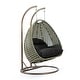 preview thumbnail 107 of 128, LeisureMod Modern 2-Person Egg Hanging Swing Chair with Beige Wicker, Oxford Fabric Cover, Patio Hammock Lounger and Cushions Black