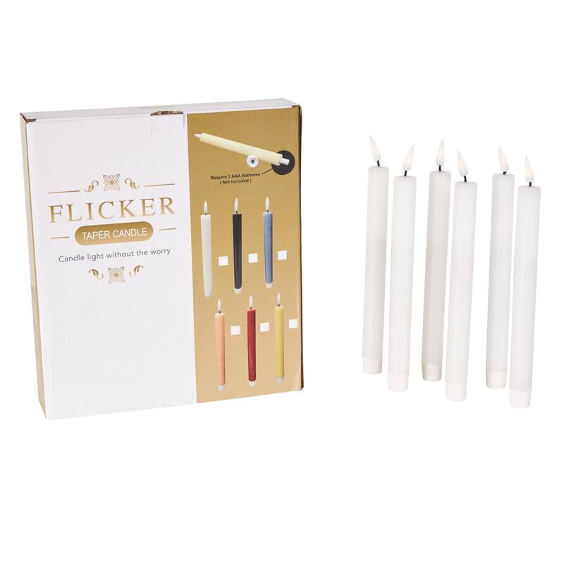 Wax Flameless Candle with Remote Control - Set of 6 Red, Black, White, Yellow, Blue or Pink - Roche River Decor - White