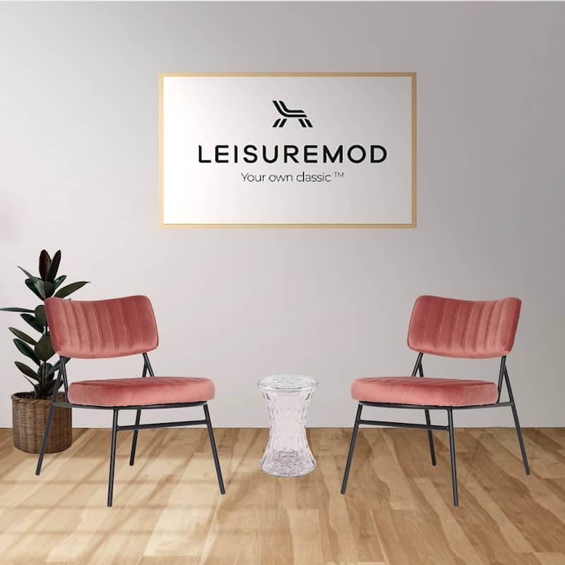 Marilane Modern Set of 2 Velvet Upholstered Accent Chairs with Sturdy Metal Legs for Home Office and Lounge Living Room
