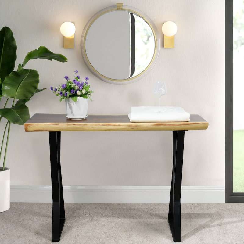 Natural Wood Rectangle Coffee Console Table - 47"x14"x34" - Natural-1