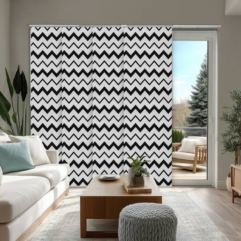 CHICOLOGY Adjustable Sliding Panels, 4-Rail Track, for Large Windows - Out-of-Stock 1 - Wave (Privacy)