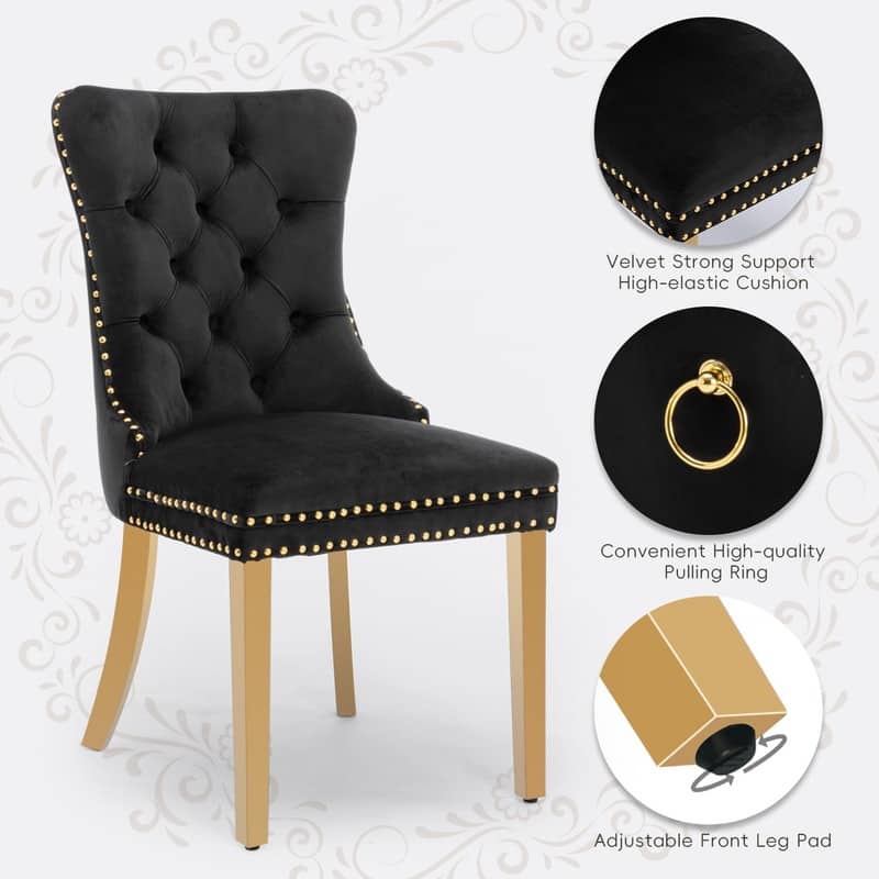 Tufted Naliheads Solid Wood Upholstered Dining Chairs (Set of 4)