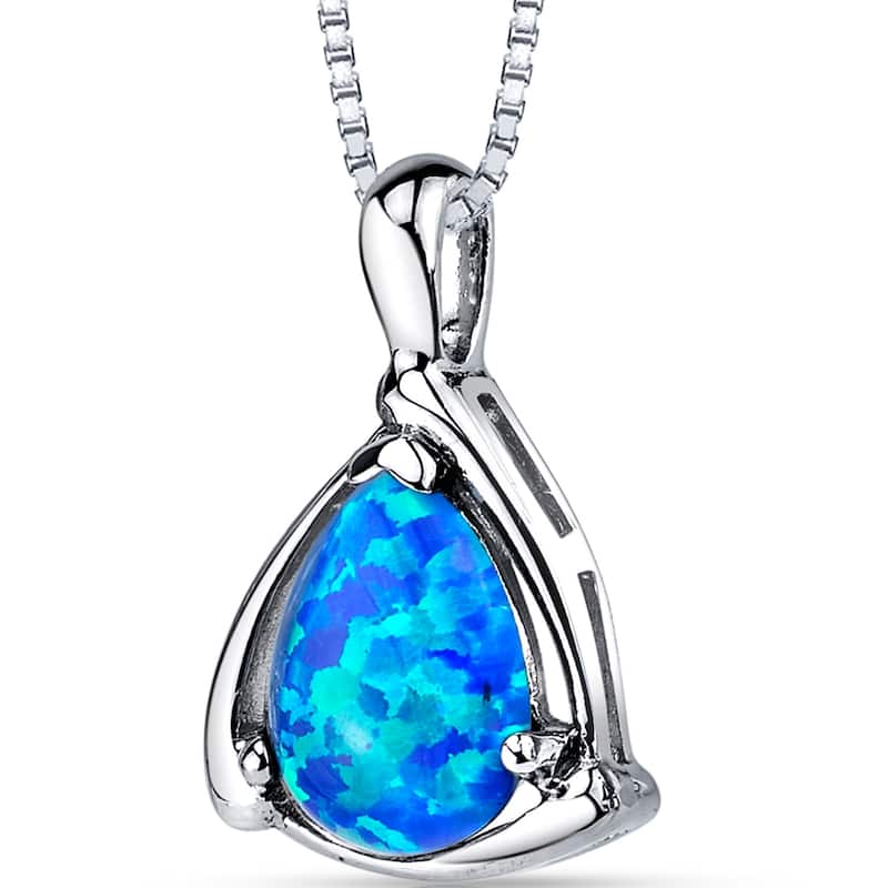1 ct Blue Opal Pendant in Sterling Silver