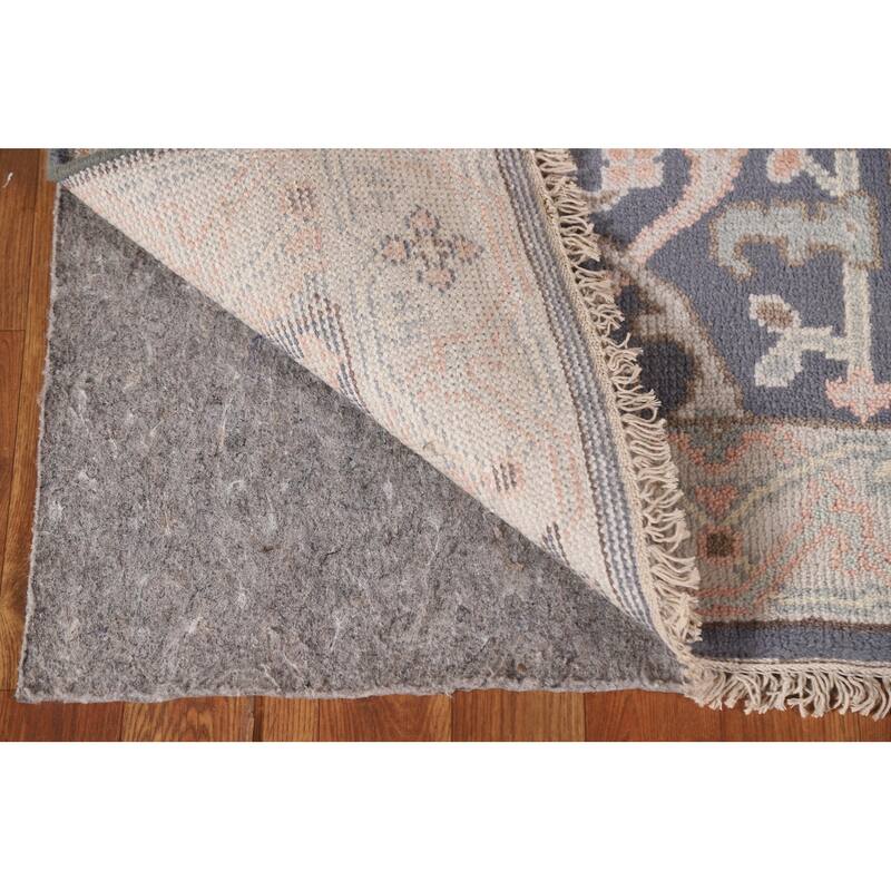 Gray Blue Oushak Indian Runner Rug Hand-Knotted Wool Carpet - 2'5"x 10'0"