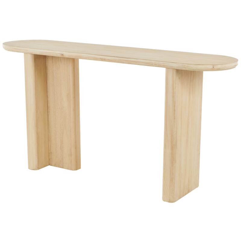 Light Brown Wood Handmade Minimalistic Living Room Console Table