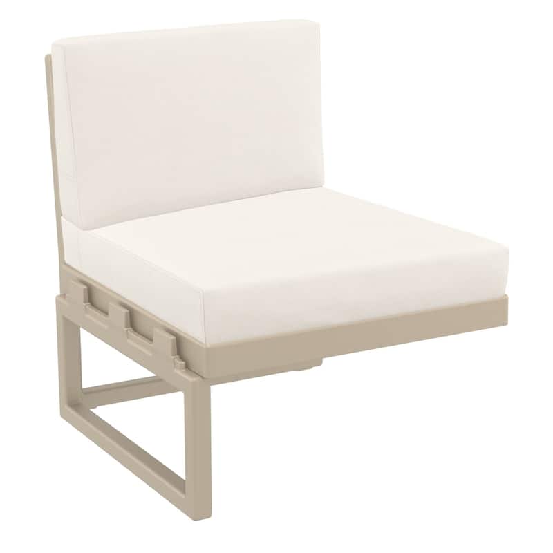 30" Taupe Outdoor Patio Extension Lounge Chair with Natural Sunbrella Cushion