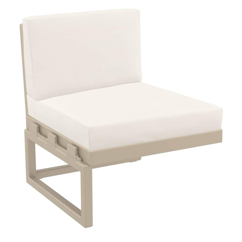 30" Taupe Outdoor Patio Extension Lounge Chair with Natural Sunbrella Cushion