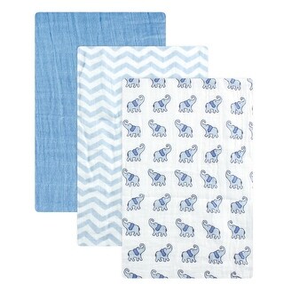 Luvable Friends Baby Boy Muslin Cotton Swaddle Blanket, Boy Elephant, One Size - Boy Elephant - One Size